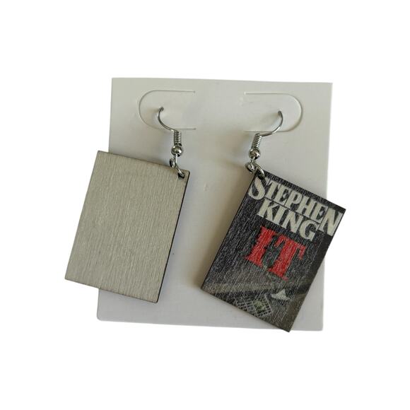 Stephen King “IT” Nostalgic Horror Movie Wooden Graphic Drop Earrings - Picture 2 of 3